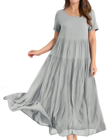 Rina Maxi Dress for Women – Bohemian Floral Cotton Dress with Round Neck & Pockets Summer