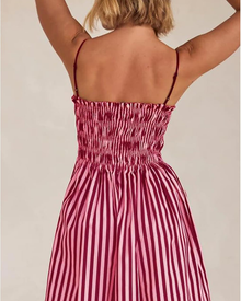 Berta Robe Femme Maxi Rayée – Bretelles Fines, Coupe Fluide, Dos Smocké Été