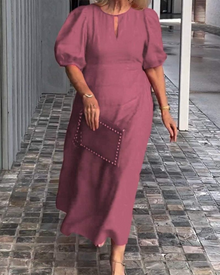 Rosenda Midi Dress for Women – Elegant Flowing Dress with Mid-Length Sleeves & Chic Style