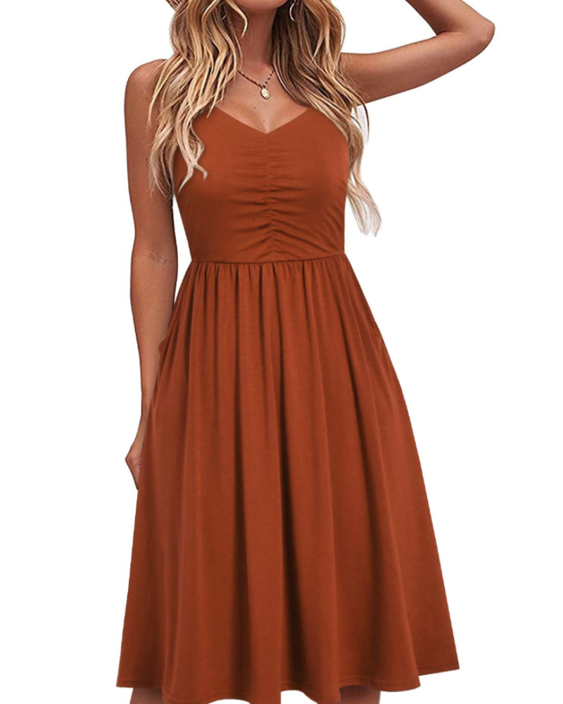 Reese Women's Summer Robe – Adjustable Straps, Ruched Waist & Pockets