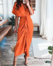 Mona Satin Maxi Dress for Women – Draped Cross-Over Dress, Slit & Evening Elegance