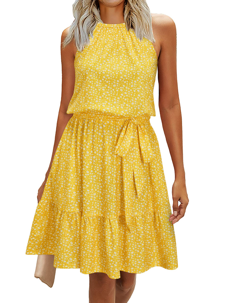 Sophie Women's Dress – Elegant Summer A-Line Fluid Backless Dress with Ruffles and Pockets