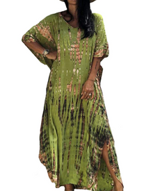Ninna Women's Kaftan Robe – Long Bohemian Kimono Floral Print Summer Beach Cover-Up