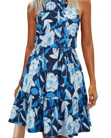 Sophie Women's Dress – Elegant Summer A-Line Fluid Backless Dress with Ruffles and Pockets