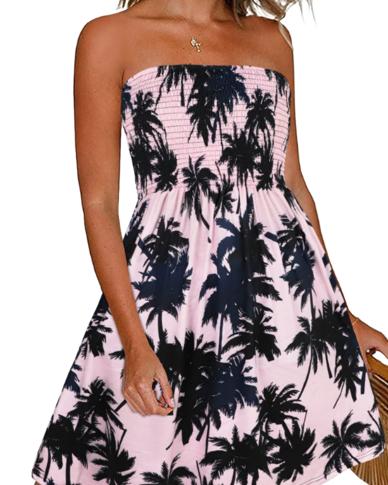 Lissa Women's Dress – Summer Strapless Dress Bohemian Style Bare Shoulders Flowing Fit