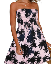 Lissa Women's Dress – Summer Strapless Dress Bohemian Style Bare Shoulders Flowing Fit