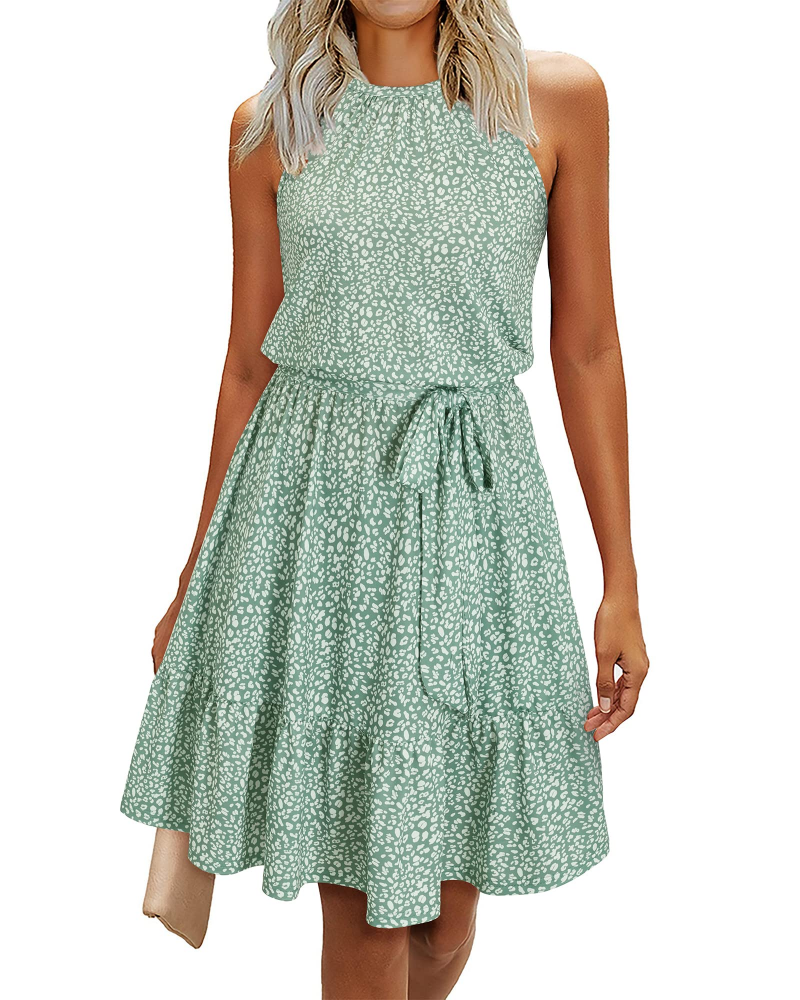 Sophie Women's Dress – Elegant Summer A-Line Fluid Backless Dress with Ruffles and Pockets