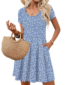 Nira Women's Dress – Mini A-Line Dress with V-Neck, Short Sleeves, and Pockets, Casual Summer
