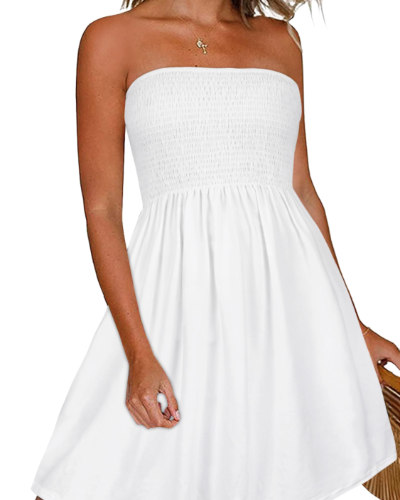 Lissa Women's Dress – Summer Strapless Dress Bohemian Style Bare Shoulders Flowing Fit