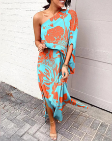 Verna One-Shoulder Dress for Women – Elegant Flowing Dress, Loose Fit & Chic Style