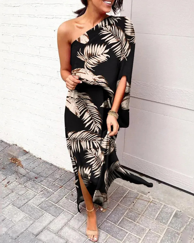 Verna One-Shoulder Dress for Women – Elegant Flowing Dress, Loose Fit & Chic Style