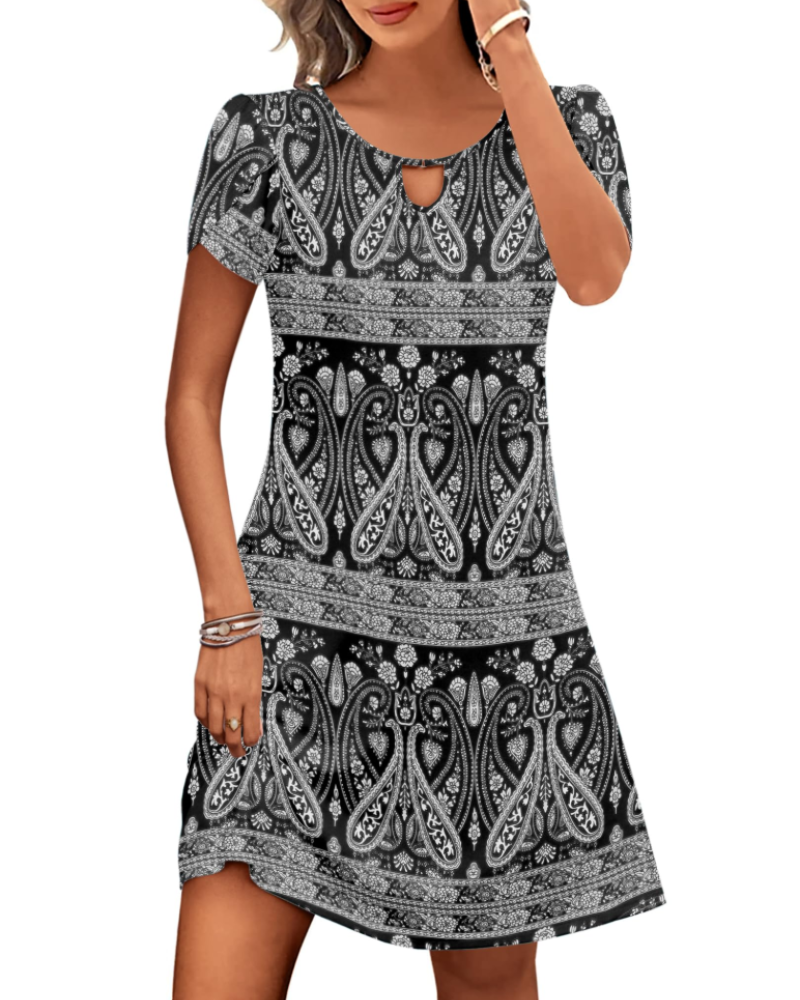 Sendre Women's Dress – Floral A-Line T-Shirt Dress with Pockets, Casual Summer Flowing Dress
