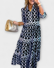 Juliette Midi Dress for Women – Chain Print Dress, Elegant Cut & Modern Style