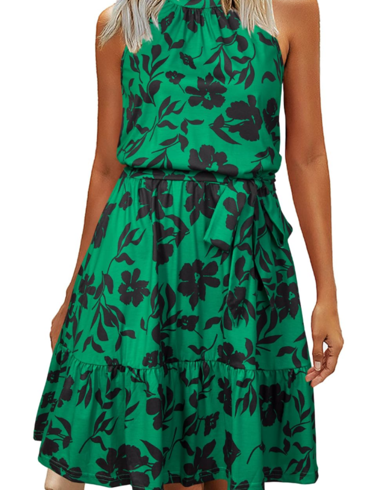 Sophie Women's Dress – Elegant Summer A-Line Fluid Backless Dress with Ruffles and Pockets