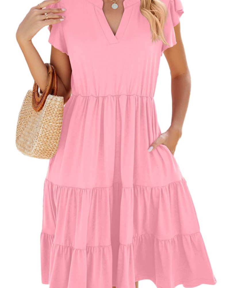 Brielle Midi Dress for Women – Sleeveless V-Neck Dress, Flowing A-Line Cut & Pockets
