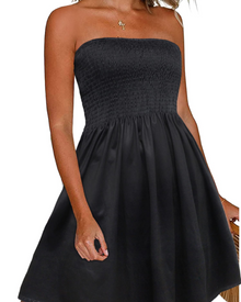 Lissa Women's Dress – Summer Strapless Dress Bohemian Style Bare Shoulders Flowing Fit