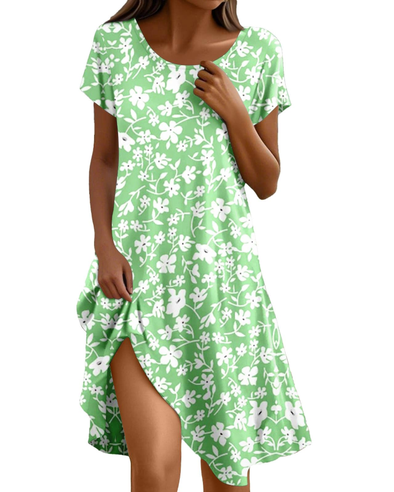 Sera Women's Dress – Elegant Summer Bohemian Maxi Dress with Round Neck, Ruffles, and A-Line Cut