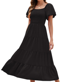 Stacey Long Dress for Women – Wrap Dress with V-Neck, Loose Sleeves & Pockets Summer