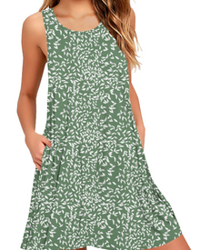 Rina Women's Dress – Sleeveless Summer Tank Dress, Flowing A-Line with Pockets, Casual
