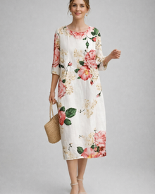 Paloma Elegant Women's Dress – Floral Cotton Dress, Flattering Fit & Timeless Style