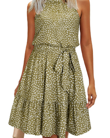 Sophie Women's Dress – Elegant Summer A-Line Fluid Backless Dress with Ruffles and Pockets