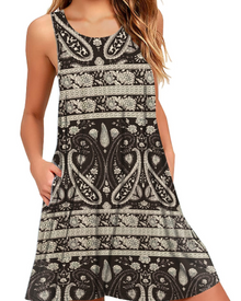 Rina Women's Dress – Sleeveless Summer Tank Dress, Flowing A-Line with Pockets, Casual