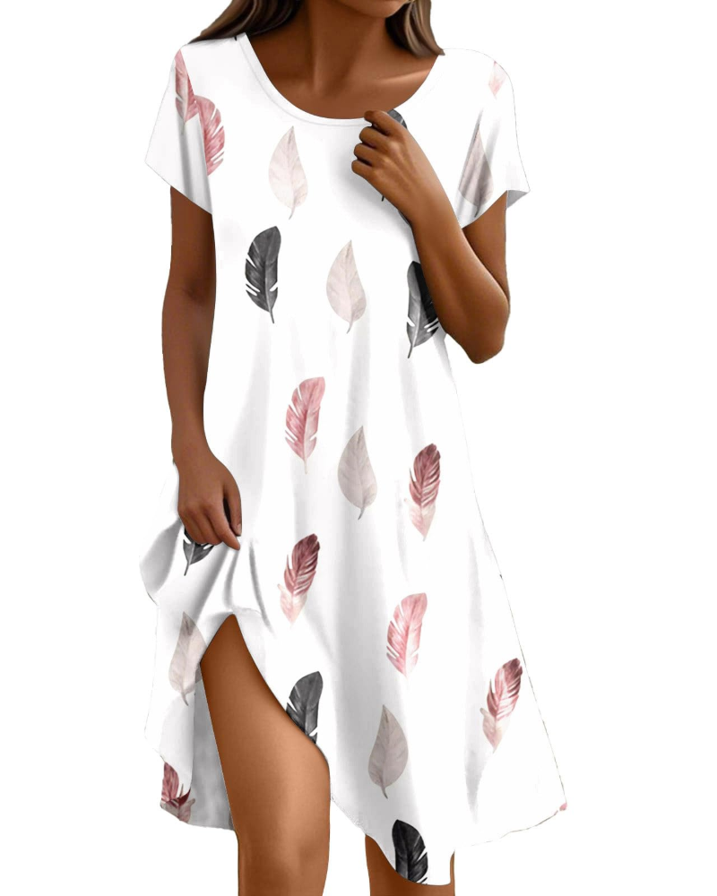 Sera Women's Dress – Elegant Summer Bohemian Maxi Dress with Round Neck, Ruffles, and A-Line Cut