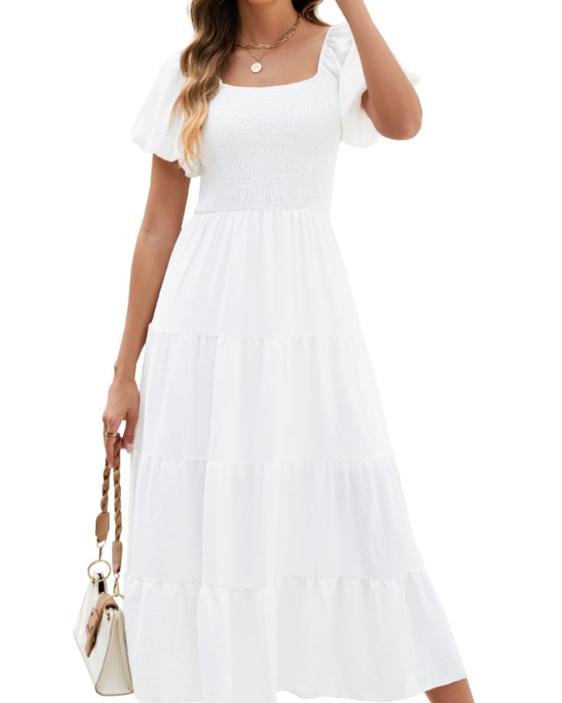 Stacey Long Dress for Women – Wrap Dress with V-Neck, Loose Sleeves & Pockets Summer
