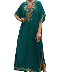Ninna Women's Kaftan Robe – Long Bohemian Kimono Floral Print Summer Beach Cover-Up