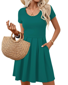 Nira Women's Dress – Mini A-Line Dress with V-Neck, Short Sleeves, and Pockets, Casual Summer