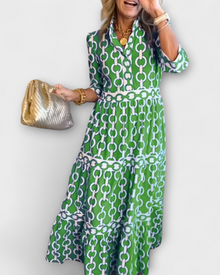 Juliette Midi Dress for Women – Chain Print Dress, Elegant Cut & Modern Style
