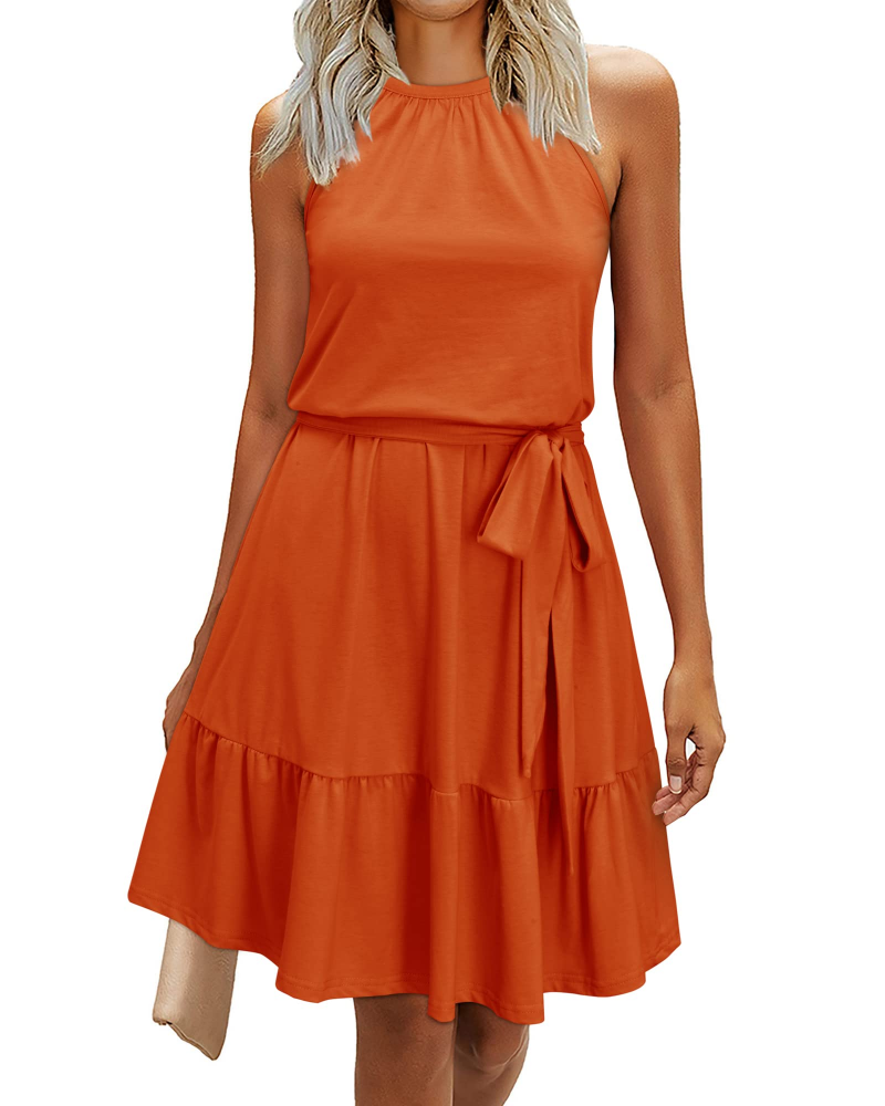 Sophie Women's Dress – Elegant Summer A-Line Fluid Backless Dress with Ruffles and Pockets