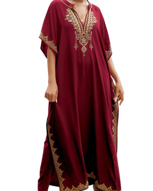 Ninna Women's Kaftan Robe – Long Bohemian Kimono Floral Print Summer Beach Cover-Up