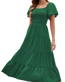 Stacey Long Dress for Women – Wrap Dress with V-Neck, Loose Sleeves & Pockets Summer
