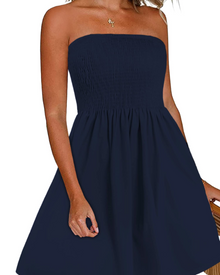 Lissa Women's Dress – Summer Strapless Dress Bohemian Style Bare Shoulders Flowing Fit
