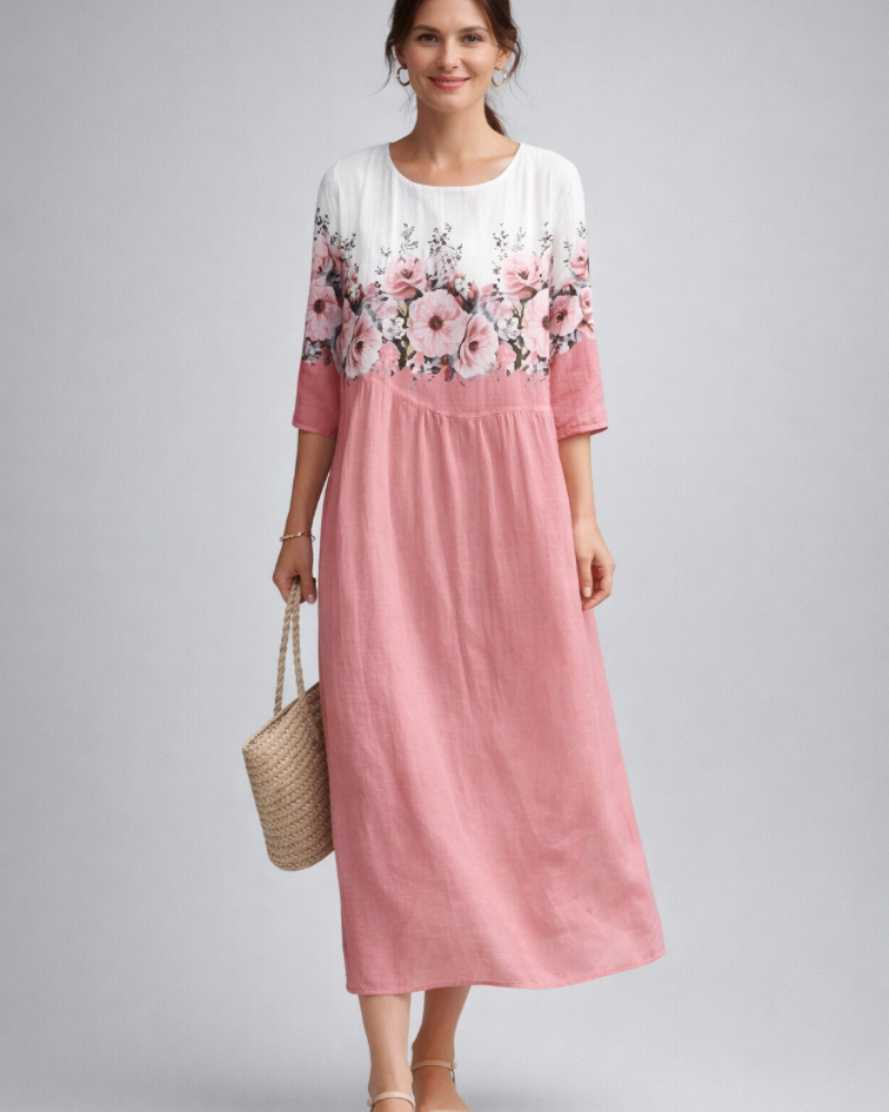 Paloma Elegant Women's Dress – Floral Cotton Dress, Flattering Fit & Timeless Style
