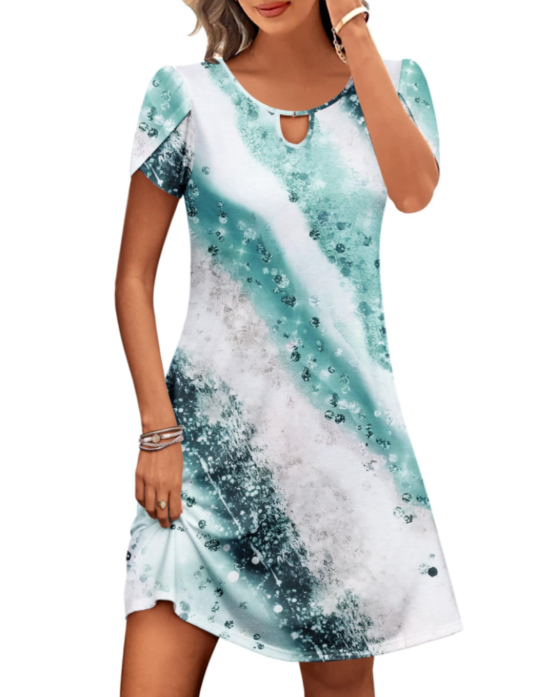 Sendre Women's Dress – Floral A-Line T-Shirt Dress with Pockets, Casual Summer Flowing Dress