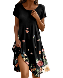 Sera Women's Dress – Elegant Summer Bohemian Maxi Dress with Round Neck, Ruffles, and A-Line Cut