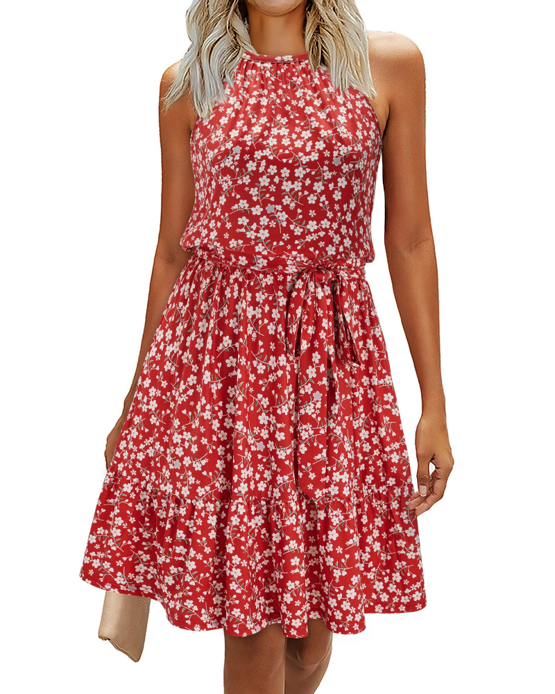 Sophie Women's Dress – Elegant Summer A-Line Fluid Backless Dress with Ruffles and Pockets