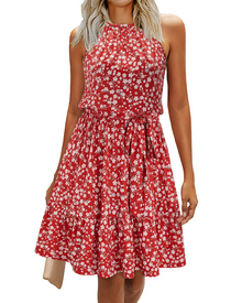 Sophie Women's Dress – Elegant Summer A-Line Fluid Backless Dress with Ruffles and Pockets