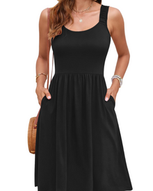 Susana Summer Dress for Women – Sleeveless Fitted Waist Dress, Square Neck & A-Line Cut