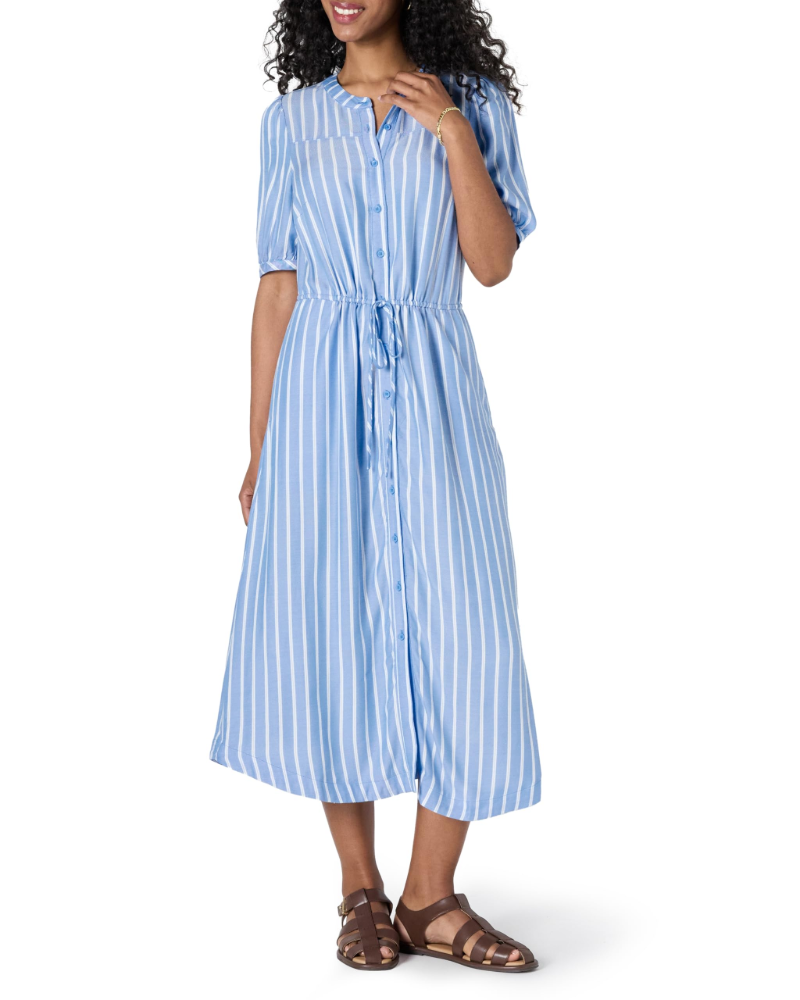 Krishna Women's Robe – Fitted A-Line Cut, Short Sleeves & Flared Midi Skirt with Pockets