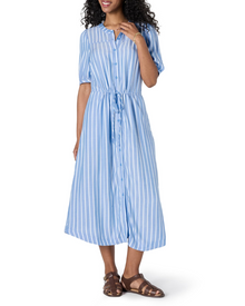 Krishna Women's Robe – Fitted A-Line Cut, Short Sleeves & Flared Midi Skirt with Pockets