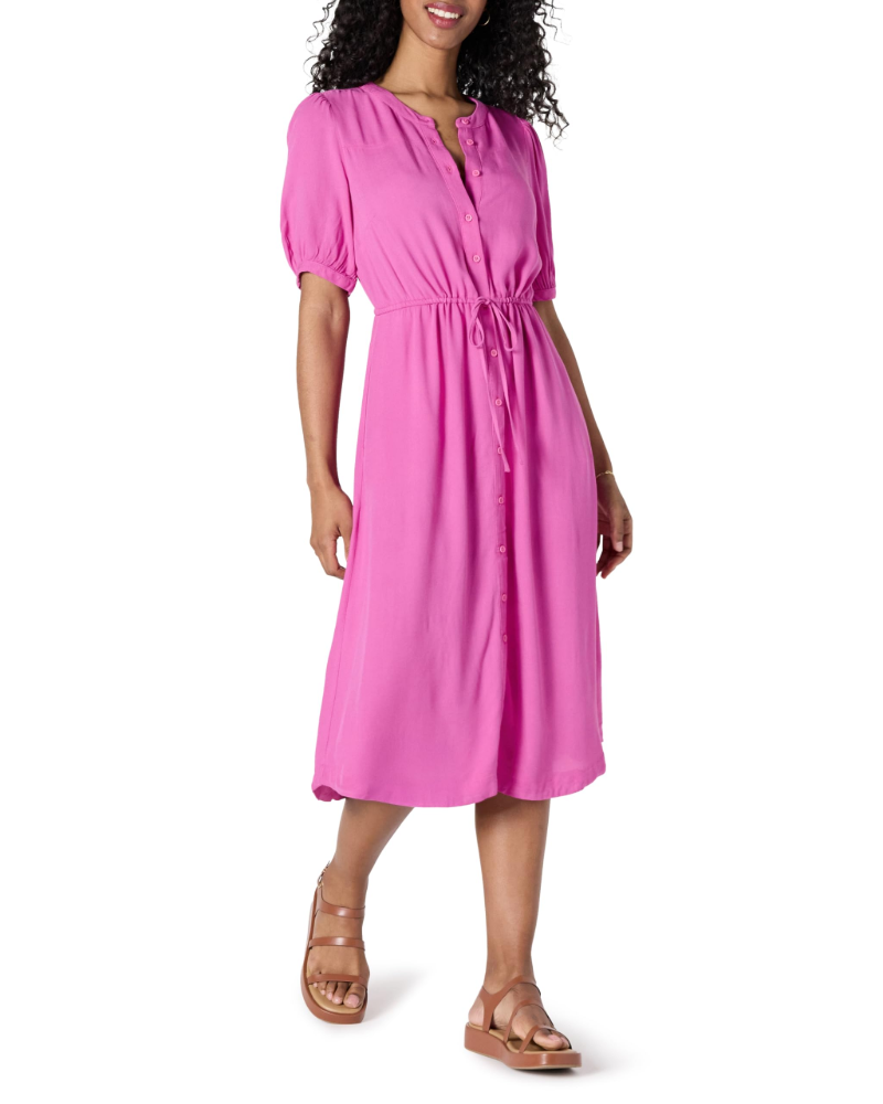 Krishna Women's Robe – Fitted A-Line Cut, Short Sleeves & Flared Midi Skirt with Pockets
