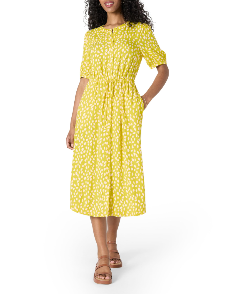 Krishna Women's Robe – Fitted A-Line Cut, Short Sleeves & Flared Midi Skirt with Pockets