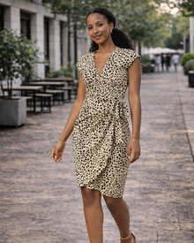 Juna Women's Dress – Wrap Dress with V-Neck, Short Sleeves & Elegant Fitted Cut