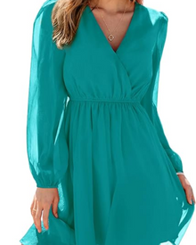 Zaya Women's Robe – Mini Wrap, V-Neck & Elegant Long Floral Print Sleeves