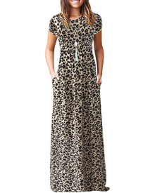 Fenna Maxi Dress for Women – Casual Long Dress with Short Sleeves, Pockets, and Elastic Waist