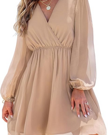 Zaya Women's Robe – Mini Wrap, V-Neck & Elegant Long Floral Print Sleeves