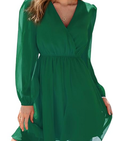 Zaya Women's Robe – Mini Wrap, V-Neck & Elegant Long Floral Print Sleeves